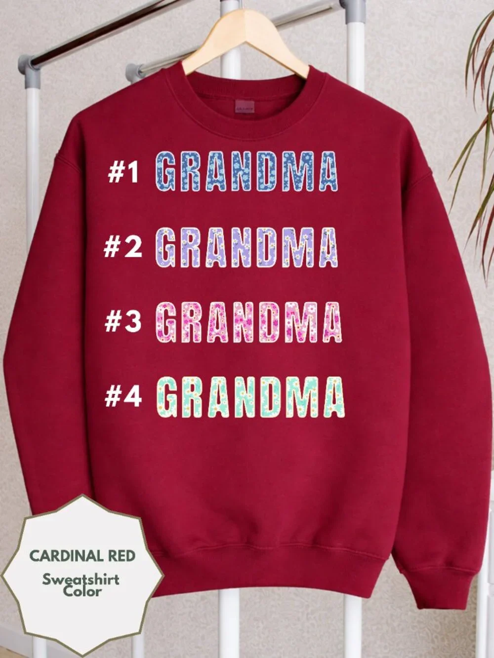 Nana Sweatshirt Floral Grandma Crewneck Red Cozy Grandma Gift Personalized Nana - Picture 3 of 5